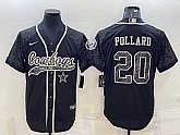Men's Dallas Cowboys #20 Tony Pollard Black Reflective With Patch Cool Base Stitched Baseball Jersey,baseball caps,new era cap wholesale,wholesale hats